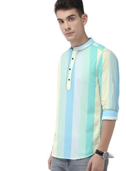 Men's Color Block Spread Collar Casual Shirt