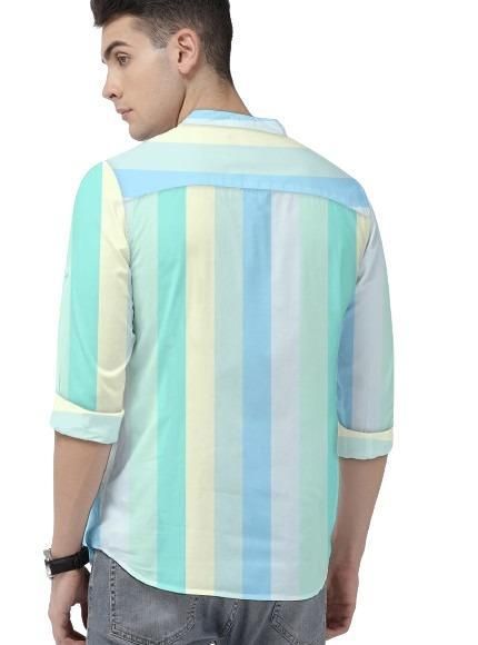 Men's Color Block Spread Collar Casual Shirt